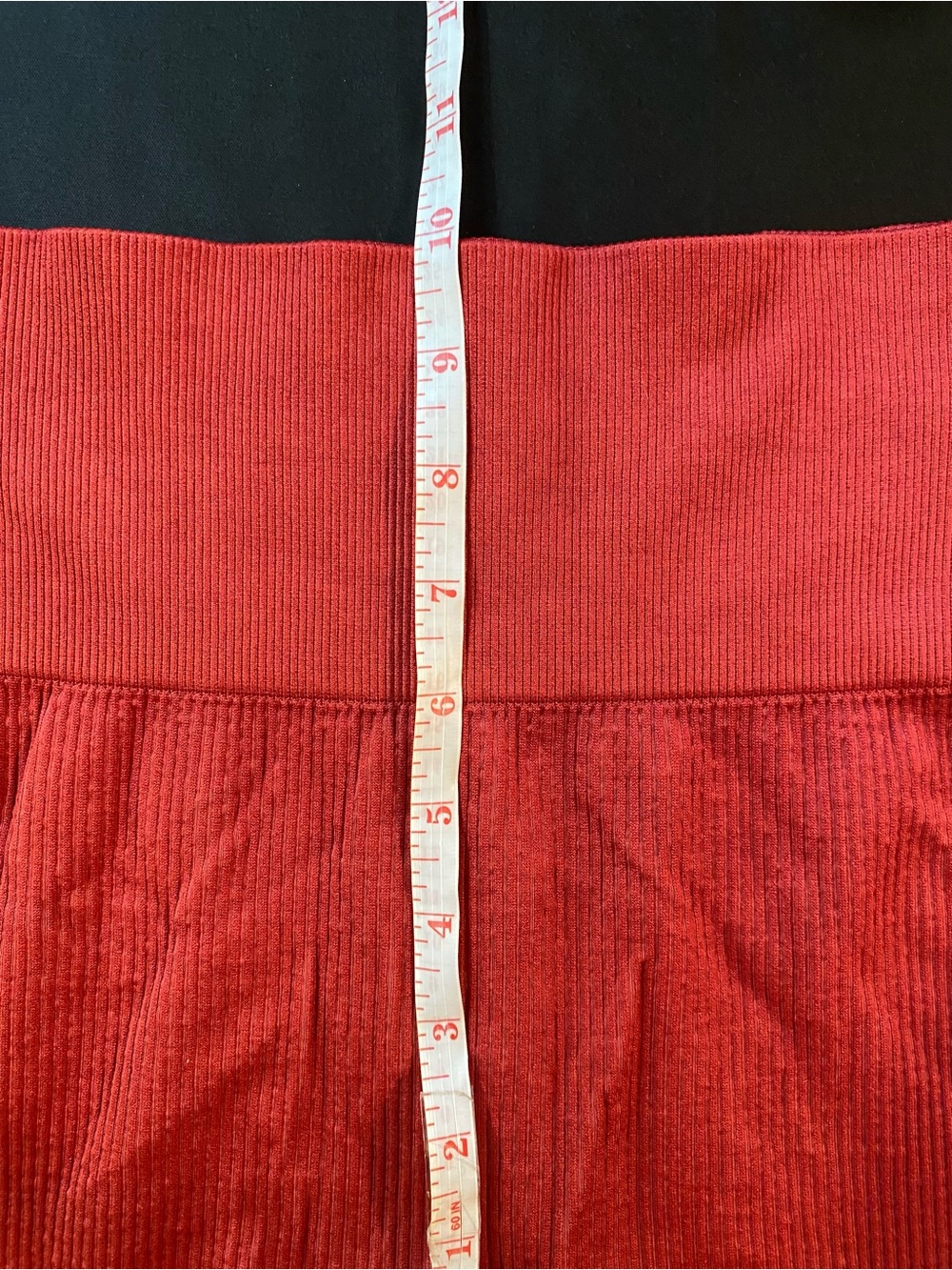 Red Ribbed Women’s Active Shorts - Picture 4 of 7